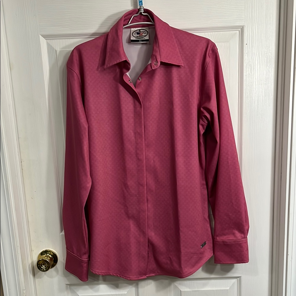 Classic Pink Button Down Shirt With Long Sleeves